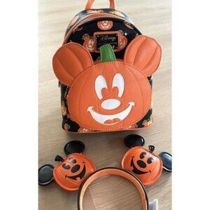 🆕Womens Loungefly Disney Mickey-O-Lantern Double Strap Shoulder Bag Purse